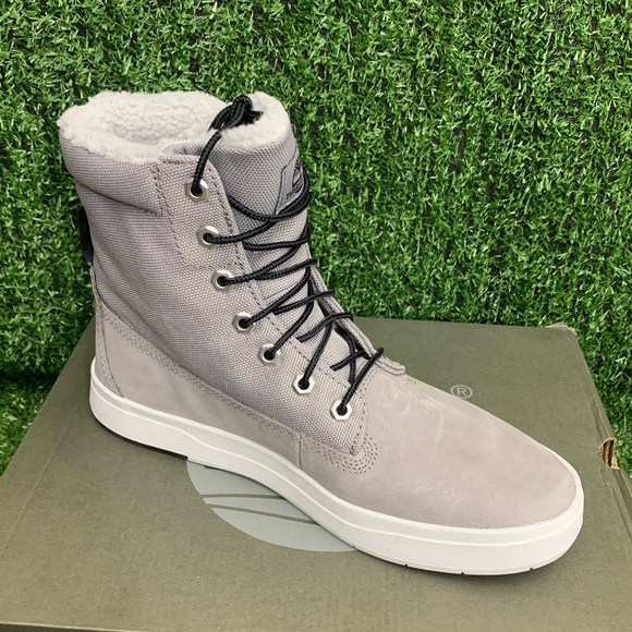 Timberland Davis Square Roll Top Faux Fur Nubuck Boots Mens Grey A2KAE - Picture 2 of 11